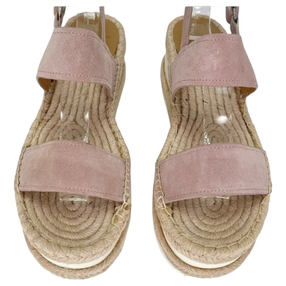 Marc Fisher LTD Platform Sandals 7.5M Gallia Pink Suede Jute Wrapped Slingback - Picture 7 of 13